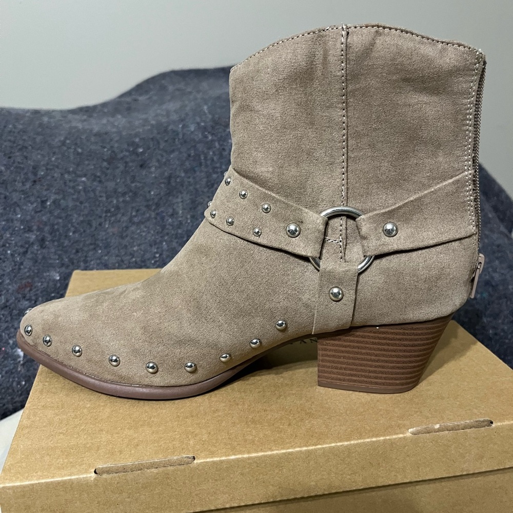 Taupe Studded Ankle Boots